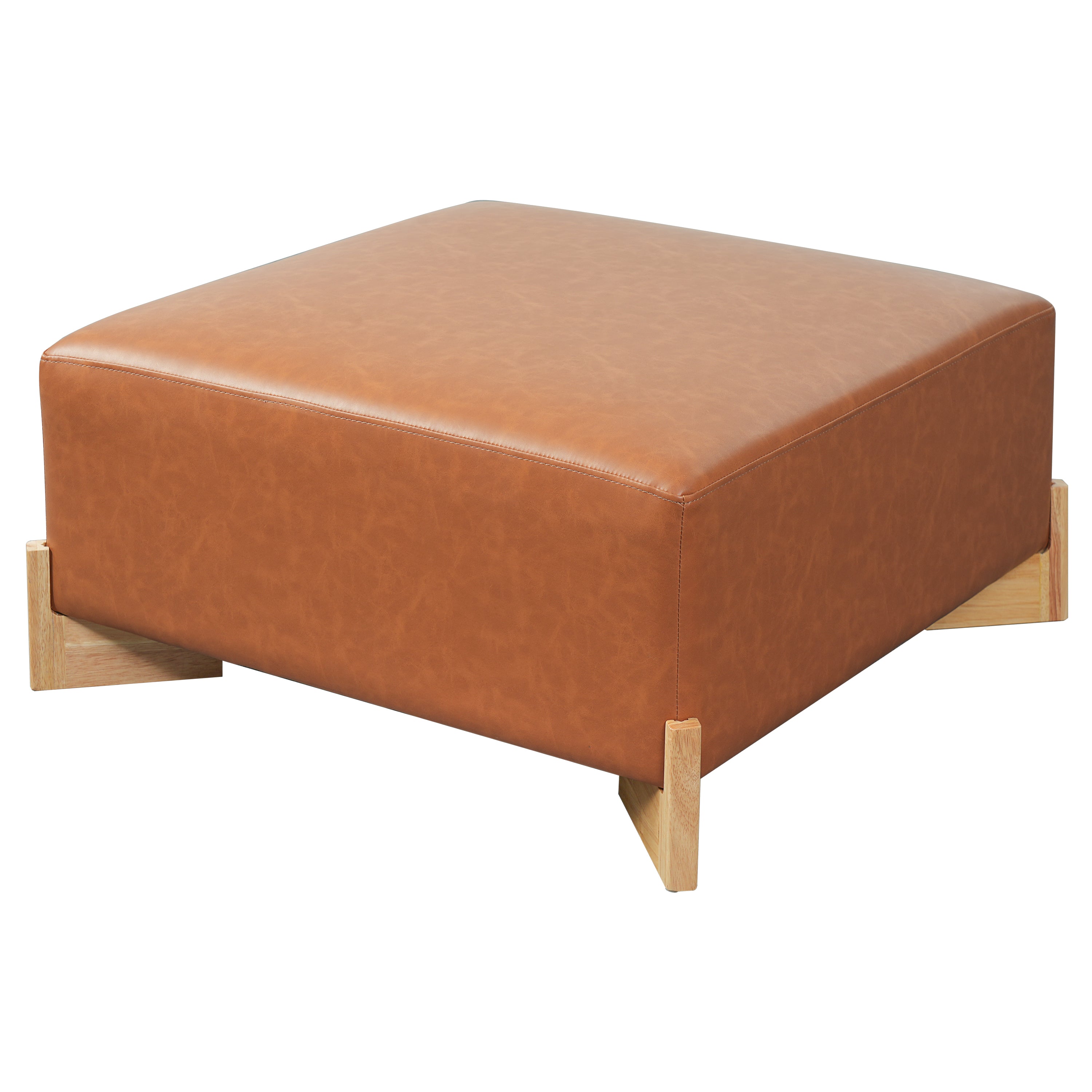 Christopher Knight Home Thanyarat Modern Square Wooden Boucle Upholstered Ottoman, Brown/Tan