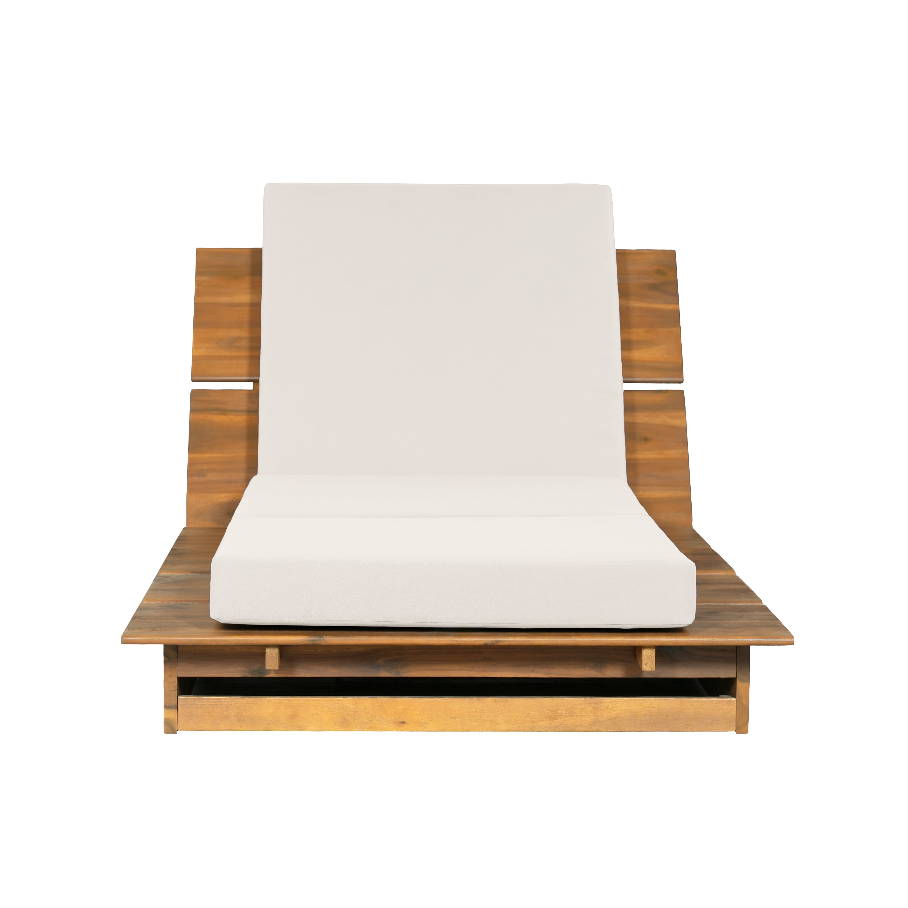 Christopher Knight Home Mason Patio Modern Acacia Oversized Wood Chaise Lounge with 3-Fold Cushion and Adjustable Backrest, Teak/Cream