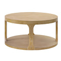Christopher Knight Home Xochitl Farmhouse Round Wood Coffee Table with 2-Tier Storage Shelf, Natural, 34.25"