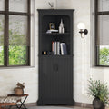 GDFStudio Aetheron Rustic Wooden Tall Corner Cabinet  Black