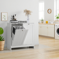 GDFStudio Barnsley Modern 11.8 Gallon Wood Laundry Hamper Cabinet with 2 Removable Baskets, White