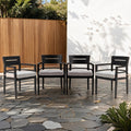 Christopher Knight Home Leila Modern Outdoor Aluminum Dining Chairs with Sunbrella Cushions (Set of 4), Black
