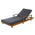 Christopher Knight Home Hudson Patio Modern Acacia Wood Chaise Lounge with Armrests, 3-Fold Cushion and Adjustable Back, Teak/Dark Gray