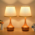 GDFStudio Willow 3-Way Dimmable Touch Table Lamp with Fabric Shade (Set of 2), Pink