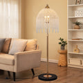 GDFStudio Aurielle Adjustable Height Crystal Waterfall Floor Lamp with Marble Base,Gold