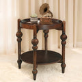 GDFStudio Violet Classic Solid Wood Round Side Table with Lower Shelf