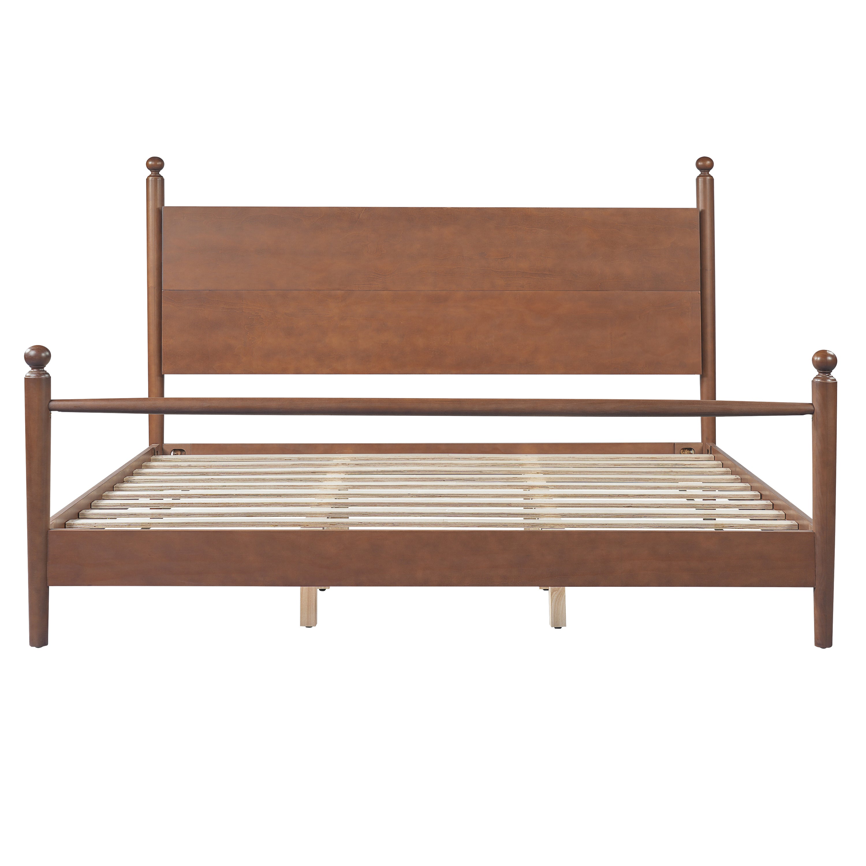 Christopher Knight Home Mark Vintage Poplar Bed Frame with Spindle Design, Walnut, King