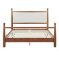 Christopher Knight Home Johnny Vintage Poplar Bed Frame with Upholstered Headboard, Walnut, Queen