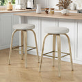 GDFStudio Trollpoe Modern Wood and Fabric Upholstered Swivel Bar Stools, Set of 2, Beige/30"