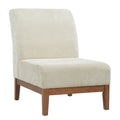 Christopher Knight Home Hyejin Modern Rubberwood Upholstered Accent Chair with Curved Backrest, Beige/Walnut