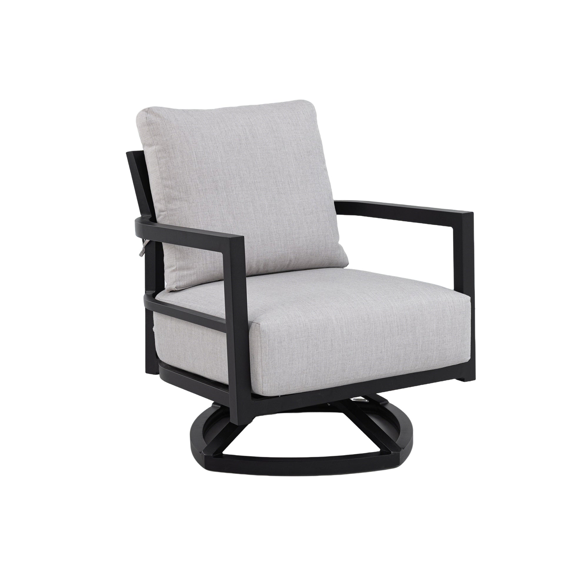 Christopher Knight Home Rebecca Modern Outdoor Aluminum Swivel Chair with Thick Sunbrella Cushions, Ember Black