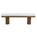 Christopher Knight Home Fernando Modern Wooden Upholstered Bench with Rubberwood Legs, Beige-Chenille
