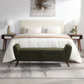 GDFStudio Rupert Modern 60 Inch Teddy Upholstered Storage Ottoman, Olive Green