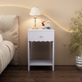 GDFStudio Lila Scalloped Edge Nightstand with Drawer and Open Shelf