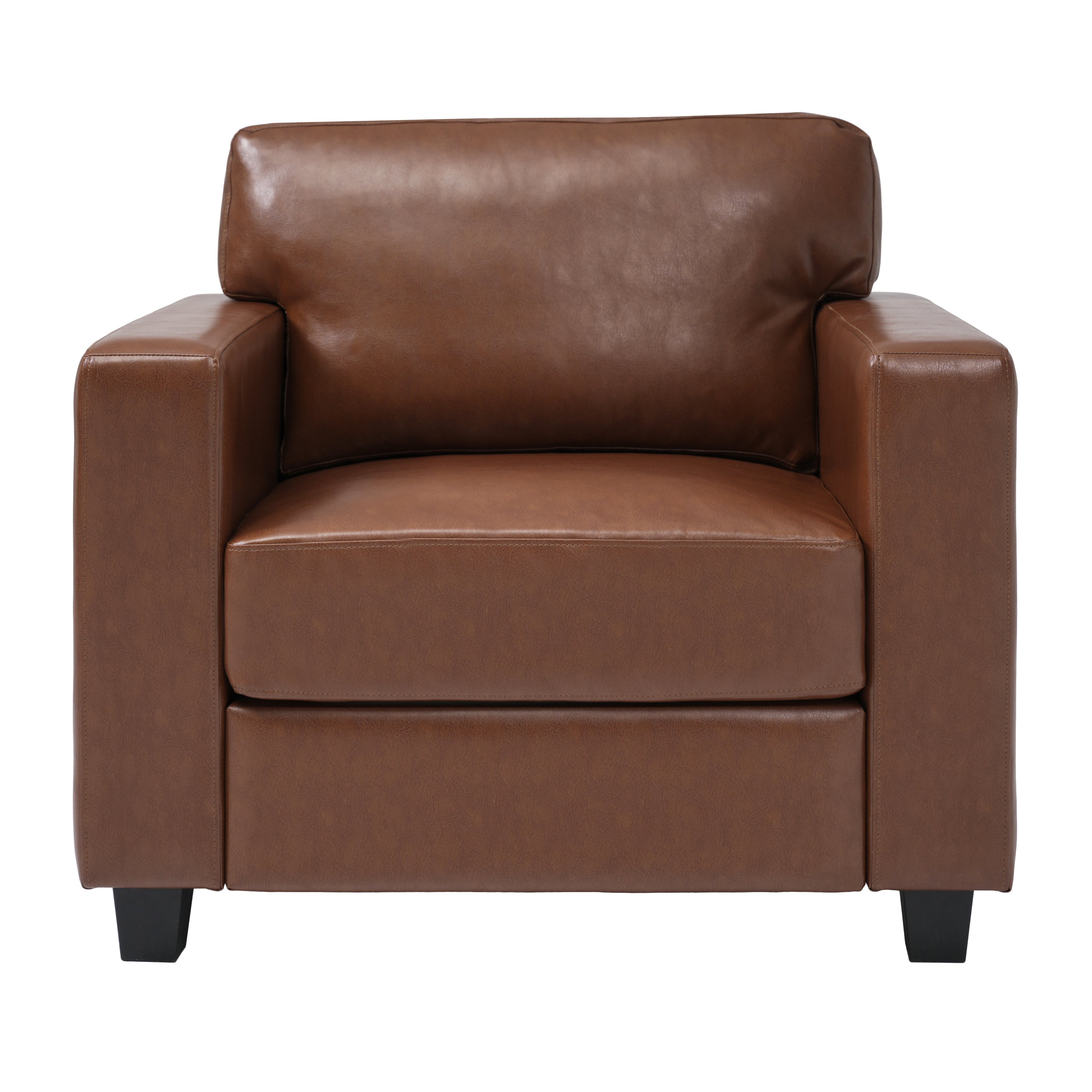 Christopher Knight Home Galen Modern Faux Leather Upholstered Armchair, Brown