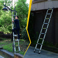 GDFStudio Apex 8.5Ft Adjustable Aluminum Alloy Telescopic Ladder with Hooks and Triangular Support Frame, Antique Silver