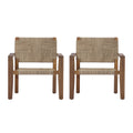 Christopher Knight Home Tude Farmhouse Acacia Wood Patio Club Chairs with Twist Rope Design (Set of 2), Brown/Natural