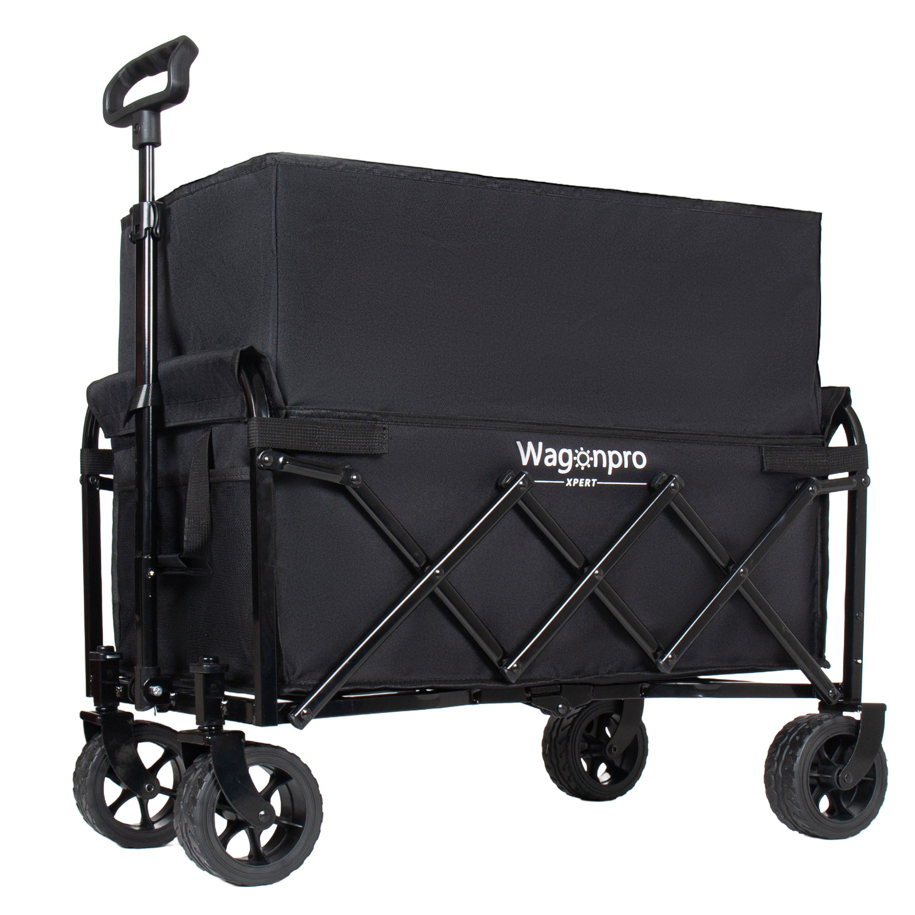 GDFStudio TrailMaster All-Terrain Collapsible Dual-Layer Utility Wagon, Black