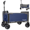 GDFStudio Dolli Convertible All-Terrain Folding Wagon with Bench Seat, Dark Blue