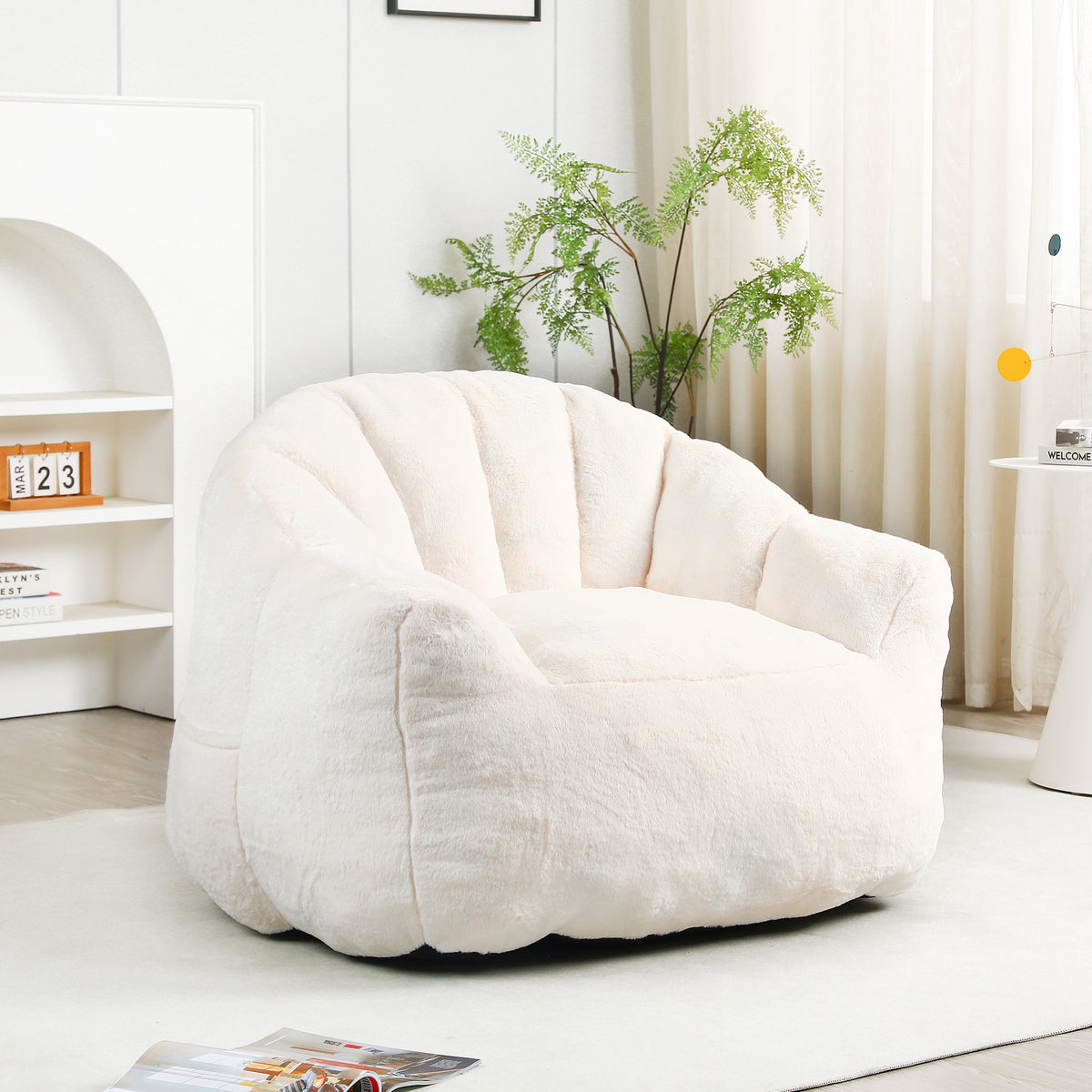 GDFStudio Thoii Modern Faux Fur Upholstered Bean Bag Chair