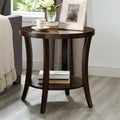 GDFStudio Tyn Modern Round Wooden 2-Tier End Table with Underneath Shelf and Curved Legs, Espresso
