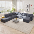 GDFStudio Zayne Modern 8-Seat Fabric Upholstered Convertible 128  U Sectional Sofa with Storage, Gray