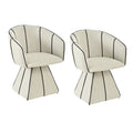 Christopher Knight Home Laleh Modern Metal and Wood Upholstered Swivel Dining Chairs with Barrel Backrest (Set of 2), Beige/Black