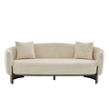 Christopher Knight Home Jennie 81'' Modern Boucle Upholstered 3-Seater Sofa with Wooden Base and Pillows, Beige