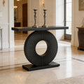 GDFStudio Shizuka Modern Wooden Console Table with Geometric Base, Black