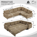 GDFStudio Keene 118"x86" Chenille Upholstered L Shape Sofa Bed, Camel