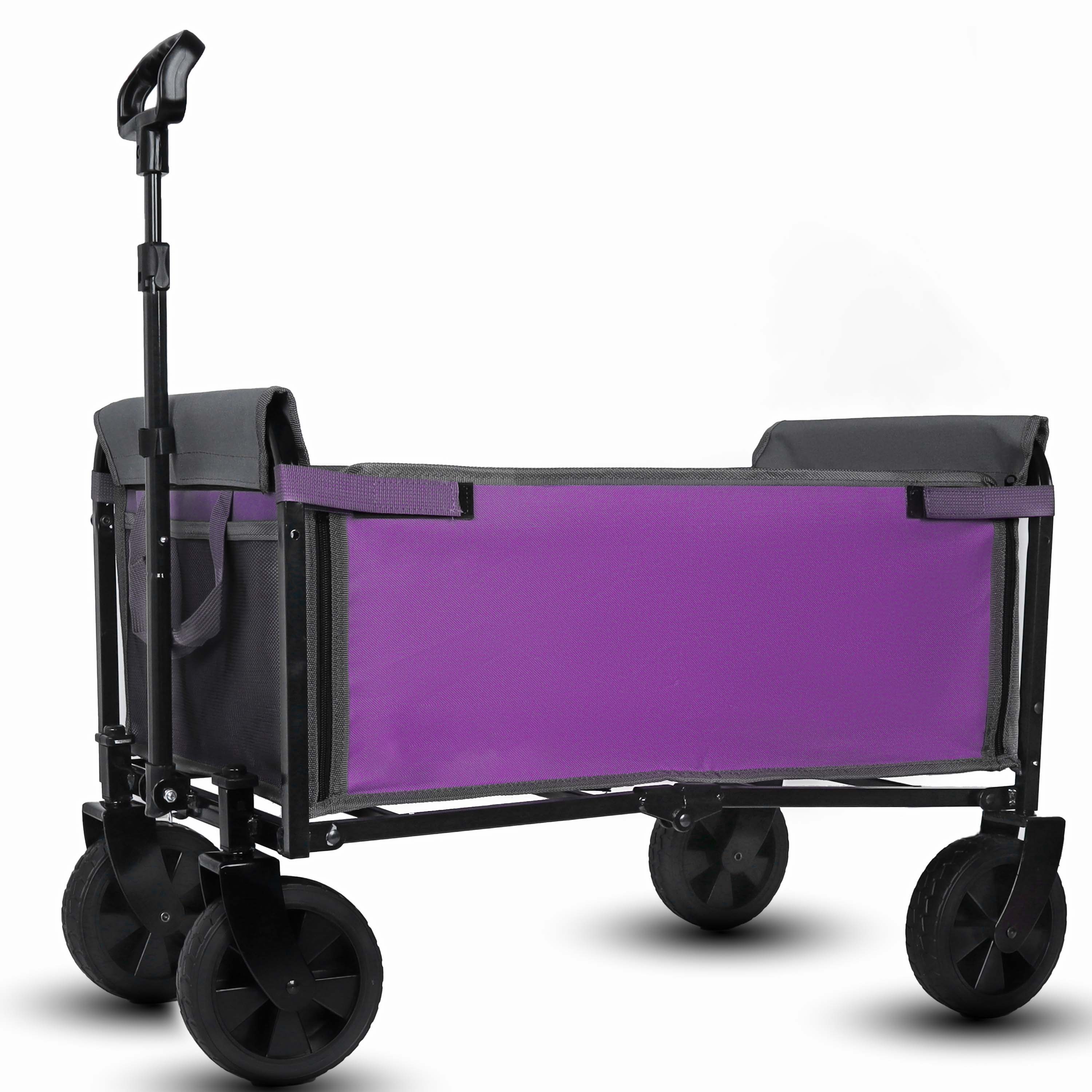 GDFStudio Ridgeway 3-in-1 Foldable Utility Wagon Cart with Detachable Wheels and Adjustable Handle, Purple