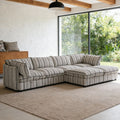 GDFStudio Jeju Modular Upholstered Storage 125'' U Sectional Sofa, Grey Stripe