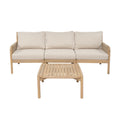 Christopher Knight Home Bhanu Outdoor Acacia 3-Seater Sofa & Slatted Coffee Table Set, Light Teak/Beige