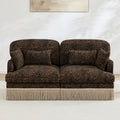 GDFStudio Cony 69.2'' Modern Leopard Printed Chenille Upholstered Loveseat with Pillows, Brown