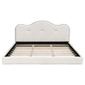 Christopher Knight Home Jackson Velvet Upholstered Low-Profile Platform Bed With Wavy Headboard, Beige, King