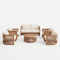 Christopher Knight Home Crune 6 Piece Outdoor Acacia Wood Curved Tub Design Seating Set with Woven Rope, Natural/Beige