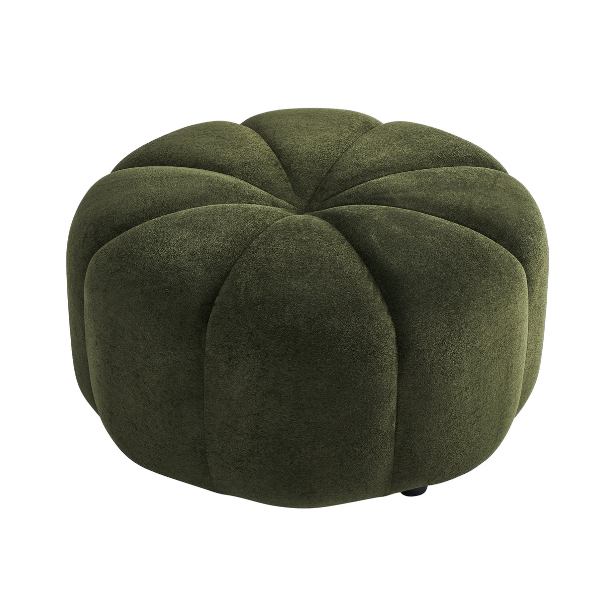 Christopher Knight Home Vienne Modern Velvet Upholstered Tufted Round Ottoman, Olive Green