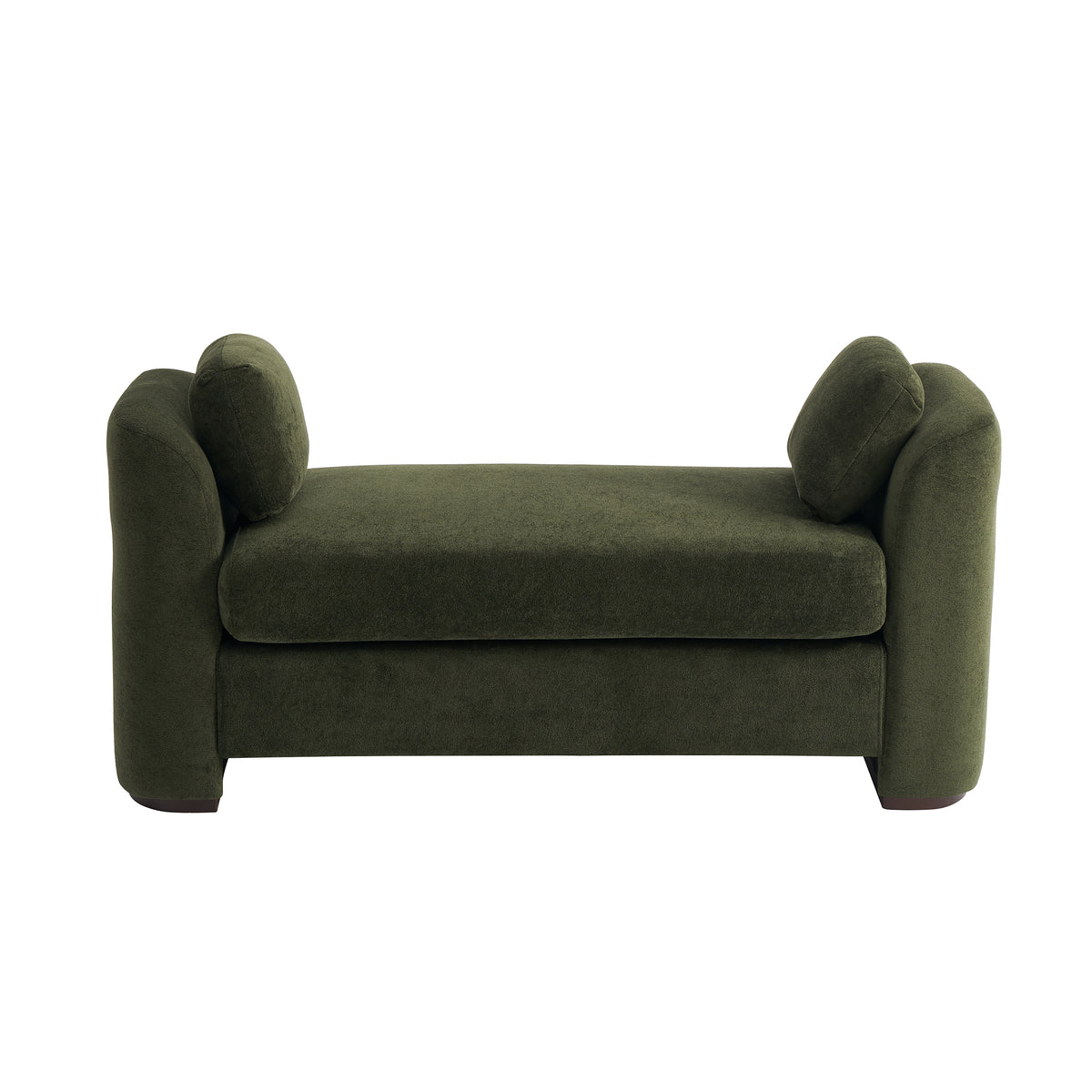 Christopher Knight Home Joanna Contemporary Rubberwood Boucl? Upholstered Bench with Pillows, Olive Green