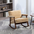 GDFStudio Ellowyn Mid Century Modern Wood Upholstered Accent Rocking Chair, Khaki
