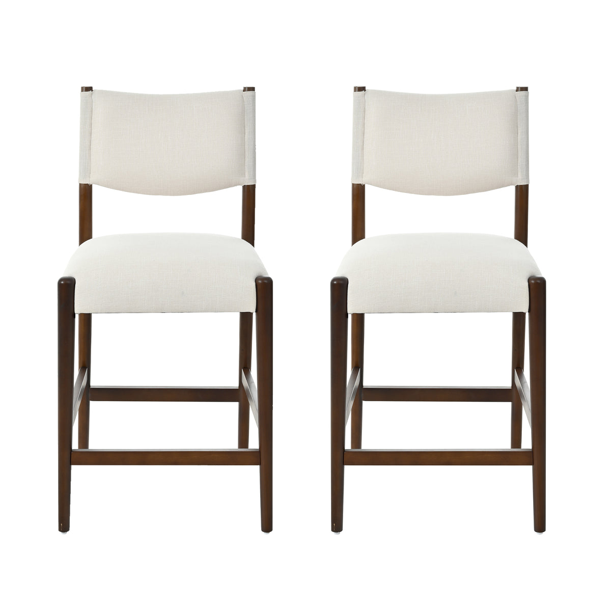 Christopher Knight Home Soli Modern Rubberwood Upholstered Barstools (Set of 2), Beige/Walnut