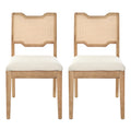 Christopher Knight Home Lea Farmhouse Rubberwood Rattan Upholstered Dining Chairs (Set of 2), Beige/Natural