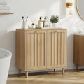 GDFStudio Simone Modern 70  Wooden Laundry Hamper Cabinet with Removable Basket, Oak