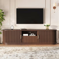 GDFStudio Julian Vintage Walnut TV Stand for TVs up to 75" with Drawer, Walnut