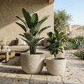 GDFStudio Guillermo Modern Round Lightweight Concrete Outdoor Planter Pots with Drainage Holes (Set of 2), Gray