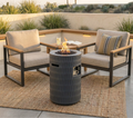 GDFStudio Renata Modern Round Concrete 40,000 BTU Propane Column Fire Pit with Lava Rocks and Rain Cover, Gray