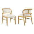 Christopher Knight Home Mid-Century Modern Wood Upholstered Armless Dining Chairs with backrest, Natural/Beige, Set of 2