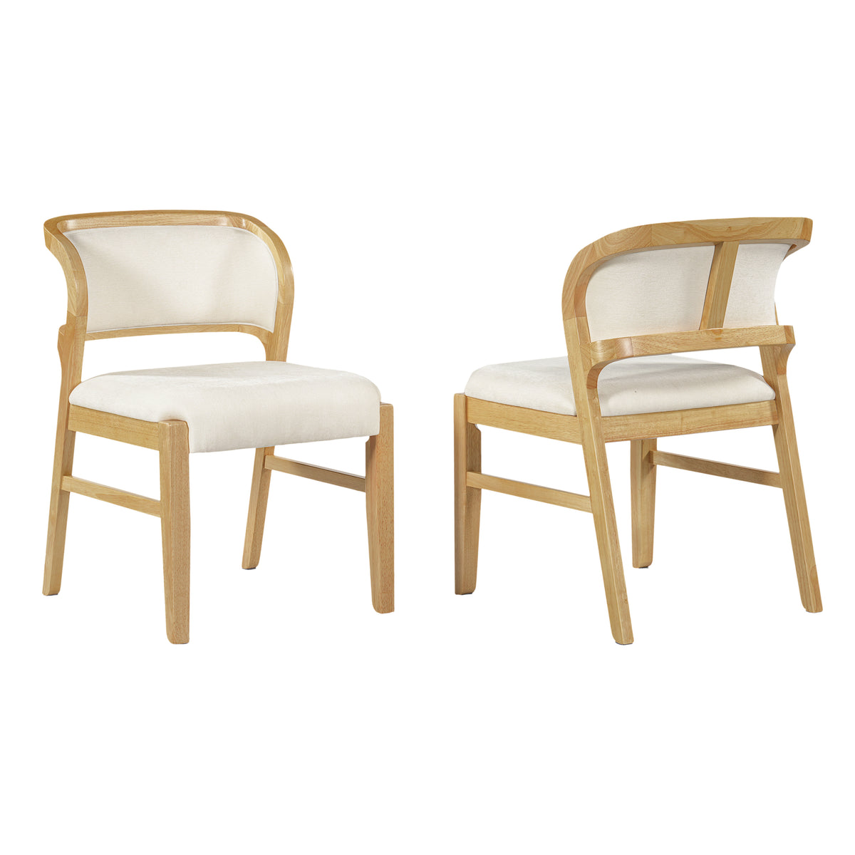 Christopher Knight Home Mid-Century Modern Wood Upholstered Armless Dining Chairs with backrest, Natural/Beige, Set of 2