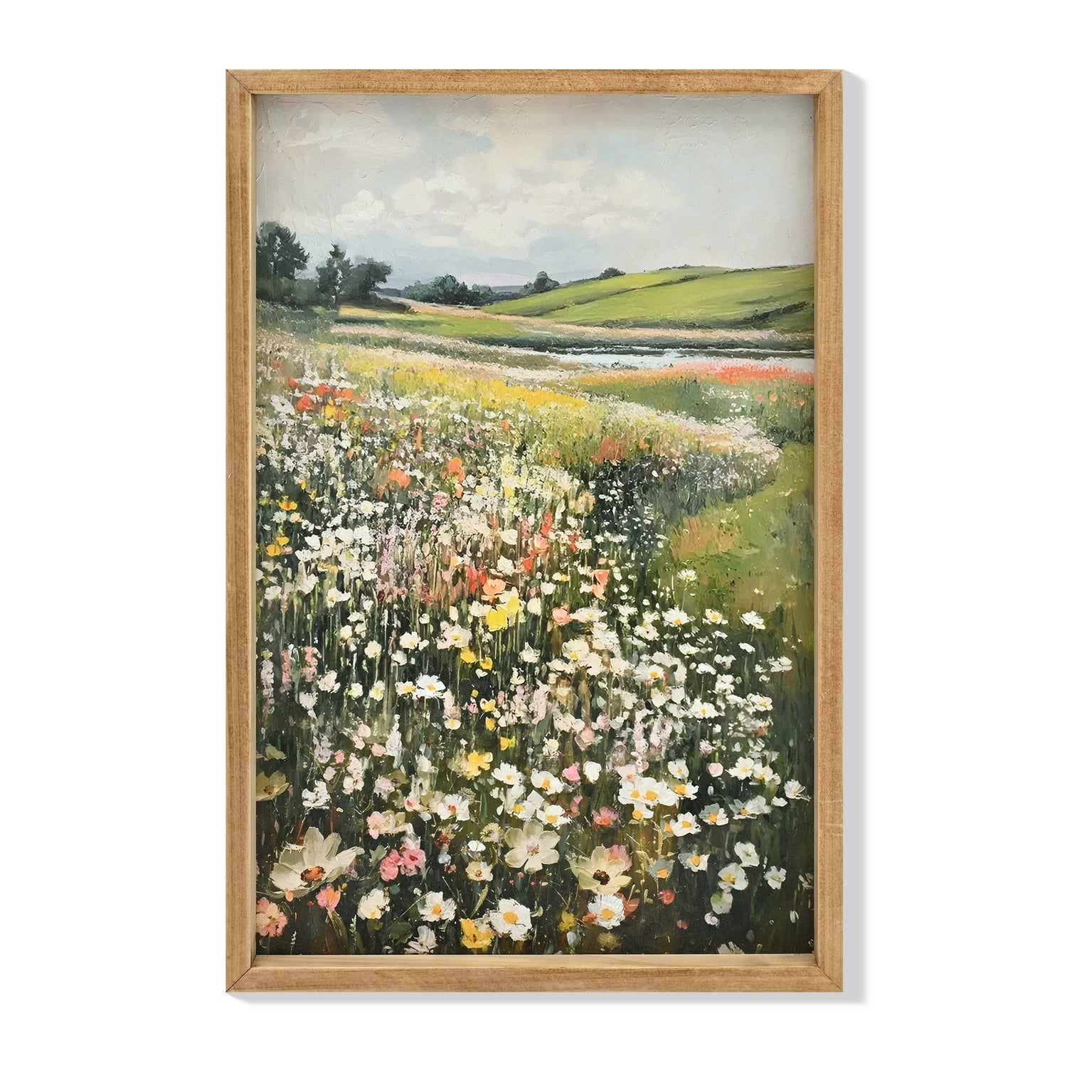 GDFStudio Murph Framed Vintage Wall Art Wildflower Field Canvas Picture