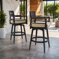 Christopher Knight Home Alston Outdoor Swivel Aluminum 29.5" Barstool with Removable Sunbrella Cushion(Set of 2), Brown