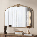 GDFStudio Thandi Transitional Metal Arched Wall Mirror with Glass and French Baroque Design, Antique Gold